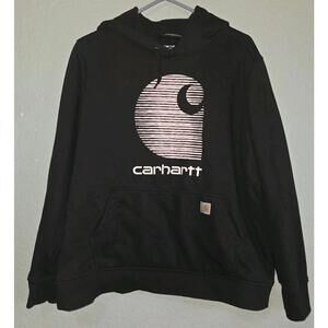 Carhartt Black Hoodie with Pink Logo